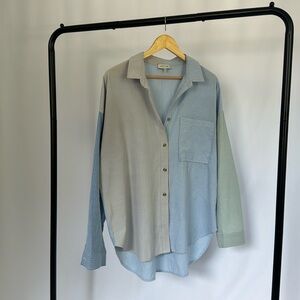 Pastel Blue & Green Pin Stripe Button Down | Office Attire Made Fun